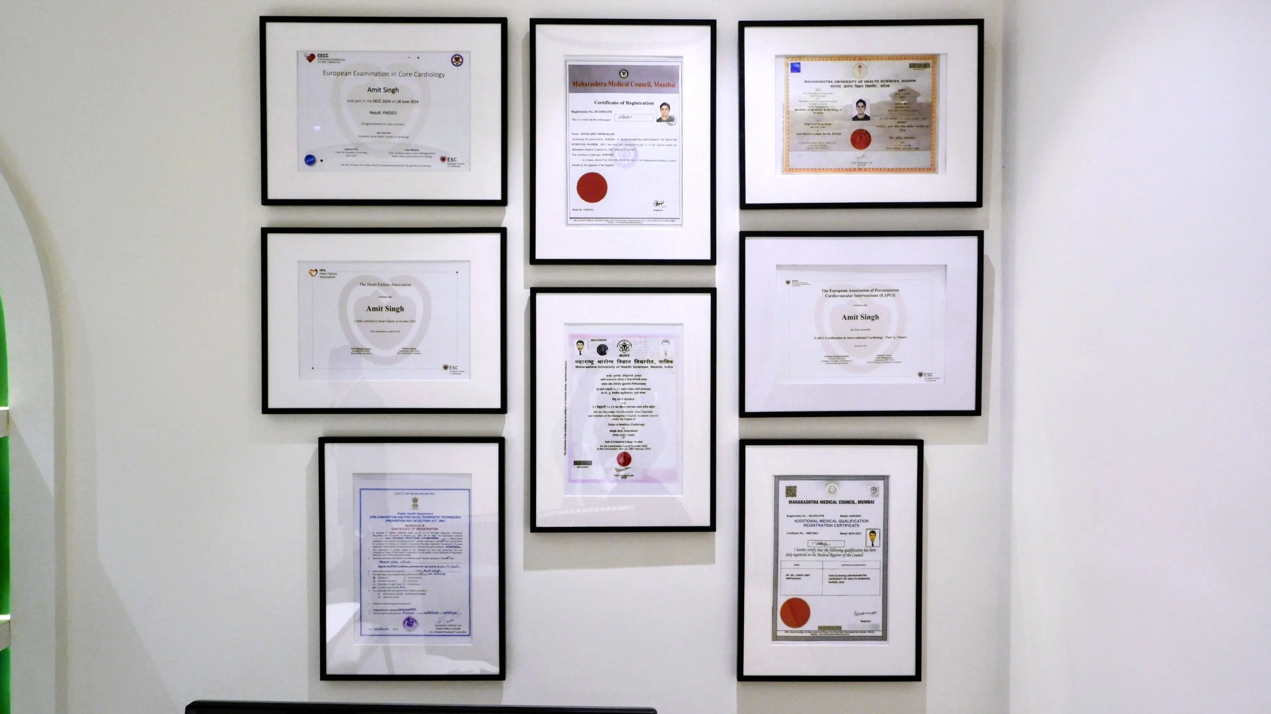 Dr. Amit Singh European certifications and credentials